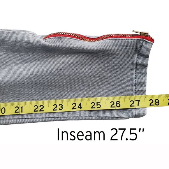 Etienne Marcel Skinny Jeans Grey Distressed Zed Side Zippers Size 26 - Picture 10 of 13